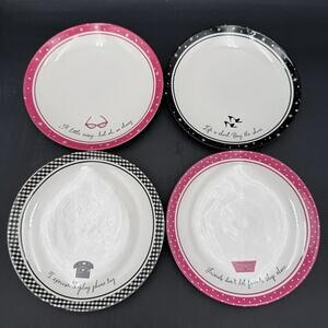 Vintage Barbie Dessert Plate Set 45th Anniversary Set of 4 Pink & Black Hallmark